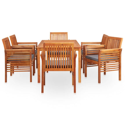 7 Piece Patio Dining Set with Cushions Solid Acacia Wood