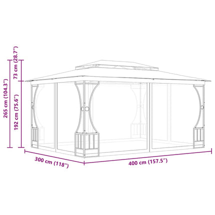 Gazebo with Nets 9.8'x13.1'x8.7'Anthracite