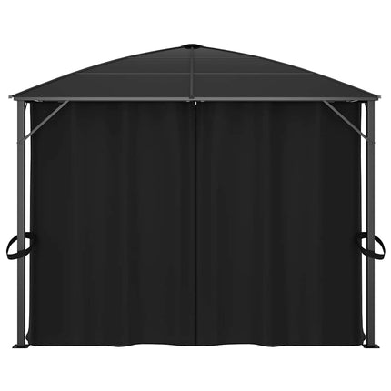 Gazebo with Curtains 157.5"x118.1"x104.3" Anthracite