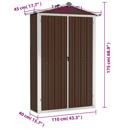 Garden Shed Brown 45.7"x17.7"x68.9" Galvanized Steel