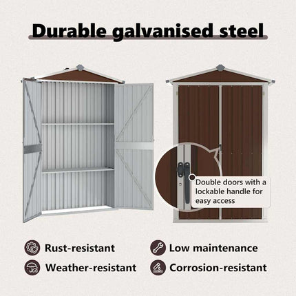 Garden Shed Brown 45.7"x17.7"x68.9" Galvanized Steel