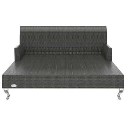 2-Person Patio Sun Bed with Cushions Poly Rattan Black