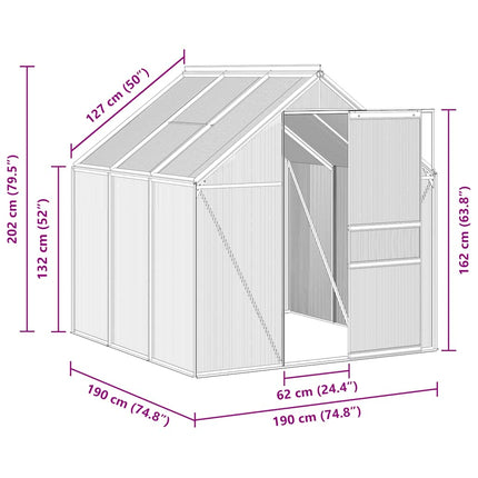 Greenhouse with Base Frame Anthracite Aluminum 38.9 ft²