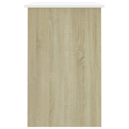 Desk White and Sonoma Oak 39.4"x19.7"x29.9" Engineered Wood