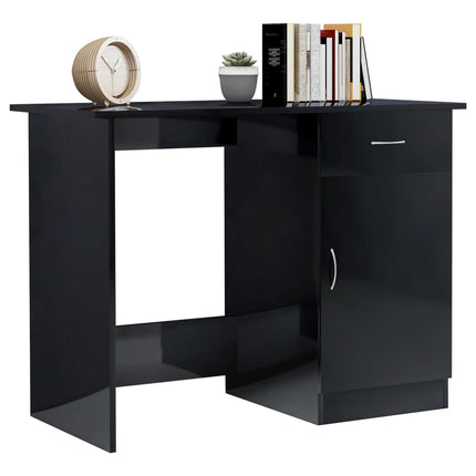 Desk High Gloss Black 39.4" x 19.7" x 29.9" Engineered Wood