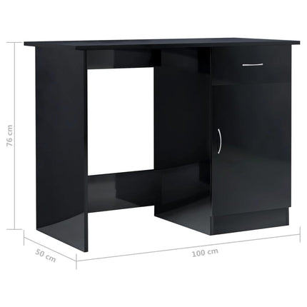 Desk High Gloss Black 39.4" x 19.7" x 29.9" Engineered Wood