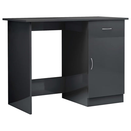 Desk High Gloss Gray 39.4" x 19.7" x 29.9" Engineered Wood
