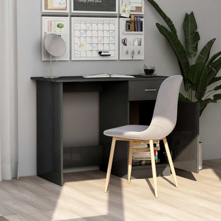 Desk High Gloss Gray 39.4" x 19.7" x 29.9" Engineered Wood