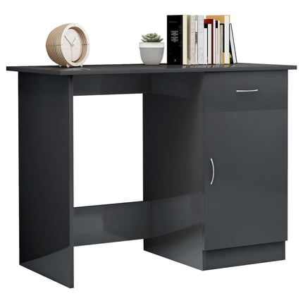 Desk High Gloss Gray 39.4" x 19.7" x 29.9" Engineered Wood