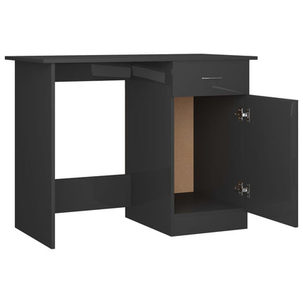 Desk High Gloss Gray 39.4" x 19.7" x 29.9" Engineered Wood