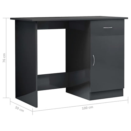 Desk High Gloss Gray 39.4" x 19.7" x 29.9" Engineered Wood