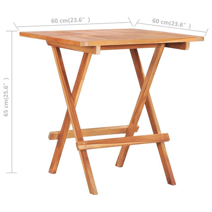 Folding Bistro Table 23.6"x23.6"x25.6" Solid Teak Wood