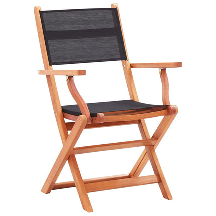 Folding Patio Chairs 4 pcs Black Solid Wood Eucalyptus and Textilene