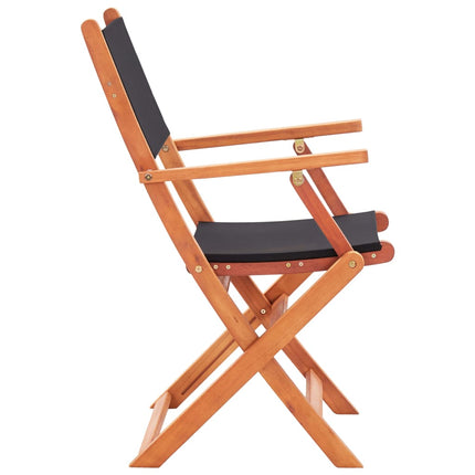 Folding Patio Chairs 4 pcs Black Solid Wood Eucalyptus and Textilene