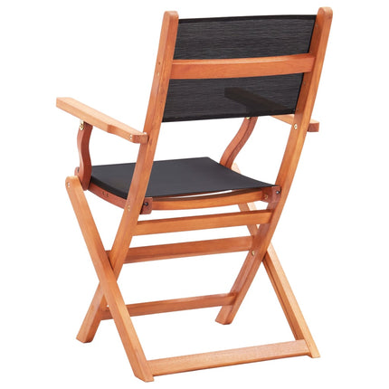 Folding Patio Chairs 4 pcs Black Solid Wood Eucalyptus and Textilene