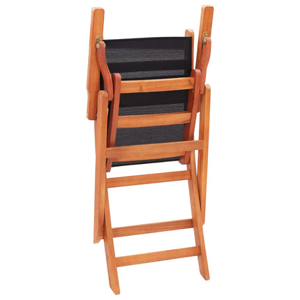 Folding Patio Chairs 4 pcs Black Solid Wood Eucalyptus and Textilene