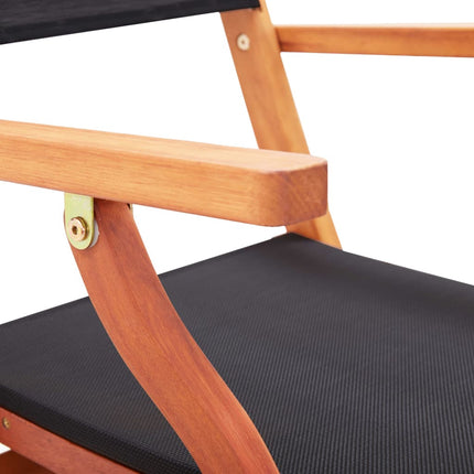 Folding Patio Chairs 4 pcs Black Solid Wood Eucalyptus and Textilene
