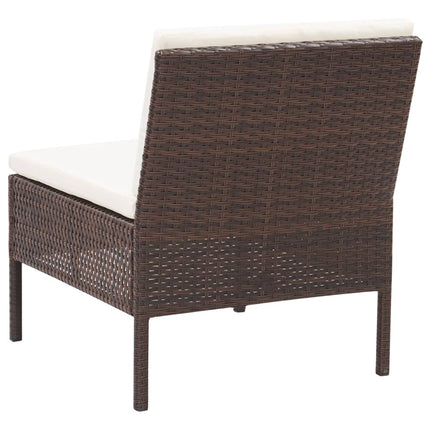 6 Piece Patio Lounge Set with Cushions Poly Rattan Brown
