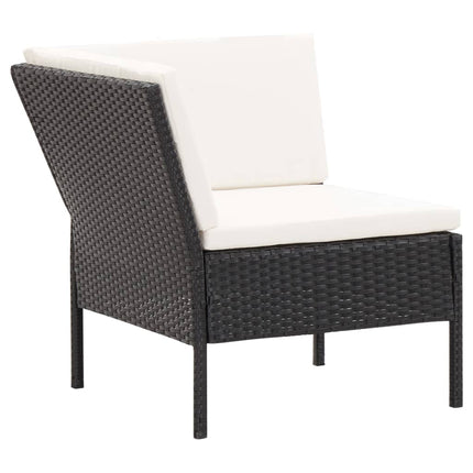 6 Piece Patio Lounge Set with Cushions Poly Rattan Black