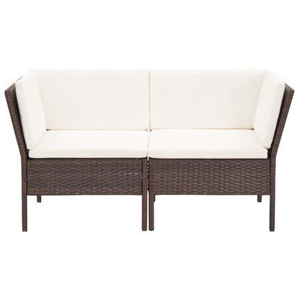 6 Piece Patio Lounge Set with Cushions Poly Rattan Brown