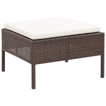 5 Piece Patio Sofa Set with Cushions Poly Rattan Brown