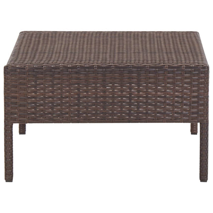 5 Piece Patio Sofa Set with Cushions Poly Rattan Brown