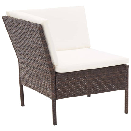 6 Piece Patio Lounge Set with Cushions Poly Rattan Brown