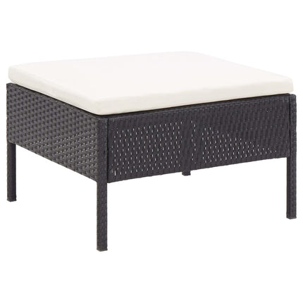 6 Piece Patio Lounge Set with Cushions Poly Rattan Black