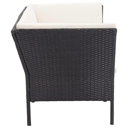 6 Piece Patio Lounge Set with Cushions Poly Rattan Black