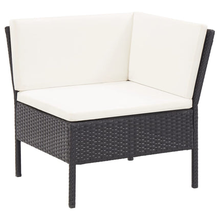 6 Piece Patio Lounge Set with Cushions Poly Rattan Black