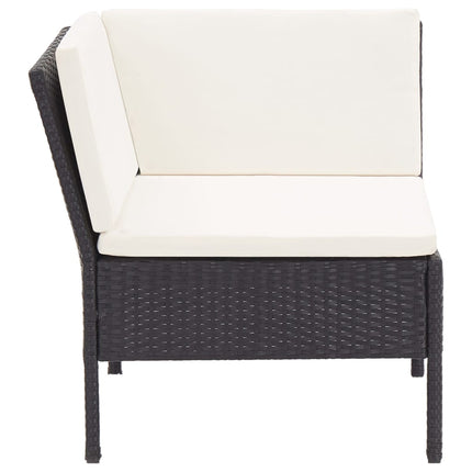 6 Piece Patio Lounge Set with Cushions Poly Rattan Black
