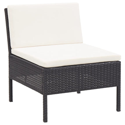 6 Piece Patio Lounge Set with Cushions Poly Rattan Black
