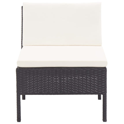 6 Piece Patio Lounge Set with Cushions Poly Rattan Black