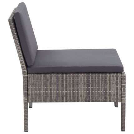 8 Piece Patio Lounge Set with Cushions Poly Rattan Gray