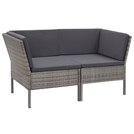 8 Piece Patio Lounge Set with Cushions Poly Rattan Gray