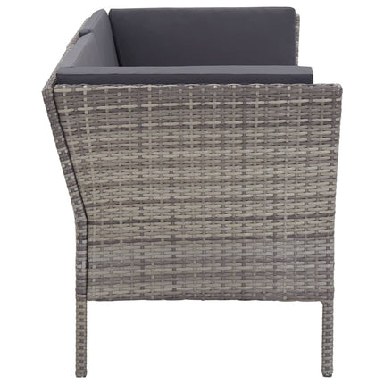 8 Piece Patio Lounge Set with Cushions Poly Rattan Gray