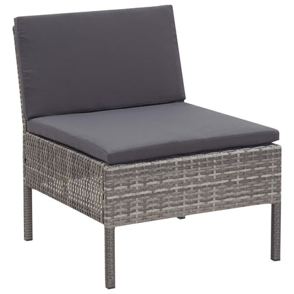 8 Piece Patio Lounge Set with Cushions Poly Rattan Gray