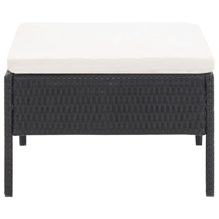 3 Piece Patio Lounge Set with Cushions Poly Rattan Black