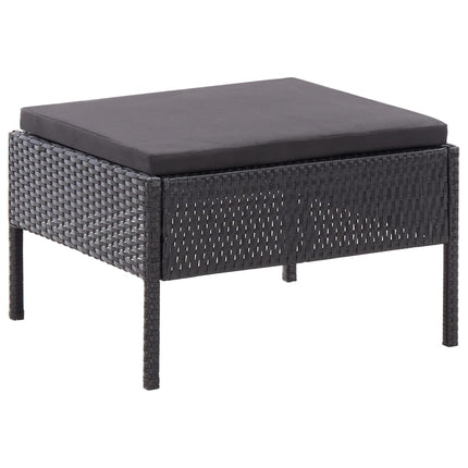 3 Piece Patio Lounge Set with Cushions Poly Rattan Black