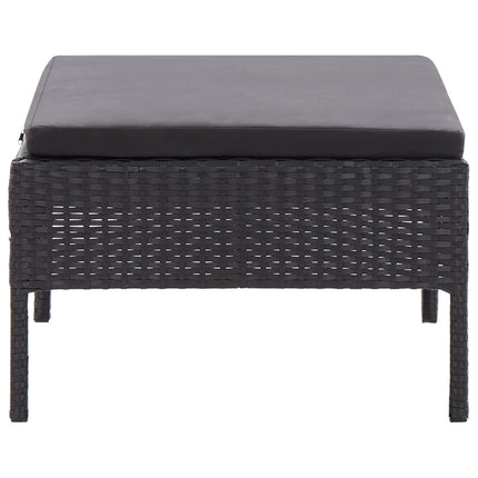 3 Piece Patio Lounge Set with Cushions Poly Rattan Black