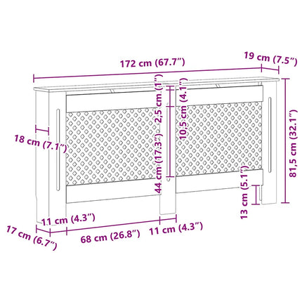 Radiator Cover Black 67.7"x7.5"x32.1" MDF