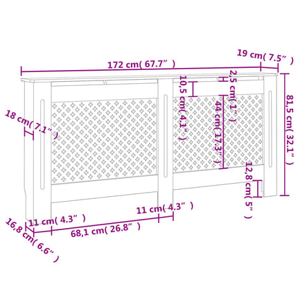 Radiator Cover 67.7"x7.5"x32.1" MDF