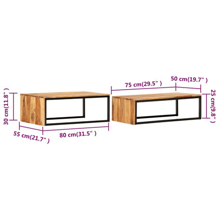 Nesting Tables 2 pcs Solid Acacia Wood