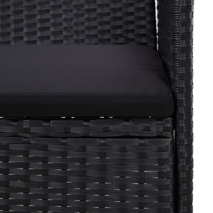 4 Piece Patio Lounge Set with Cushions Poly Rattan Black