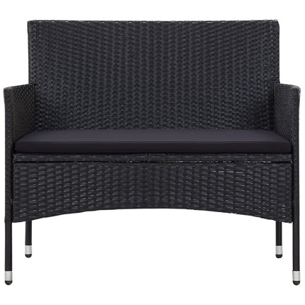 4 Piece Patio Lounge Set with Cushions Poly Rattan Black