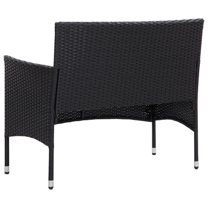 4 Piece Patio Lounge Set with Cushions Poly Rattan Black