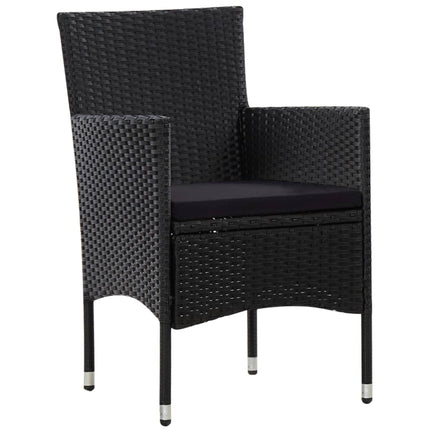 4 Piece Patio Lounge Set with Cushions Poly Rattan Black