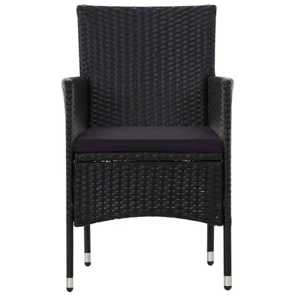 4 Piece Patio Lounge Set with Cushions Poly Rattan Black