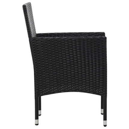 4 Piece Patio Lounge Set with Cushions Poly Rattan Black