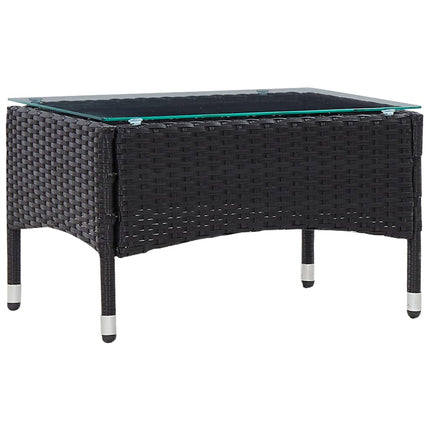4 Piece Patio Lounge Set with Cushions Poly Rattan Black